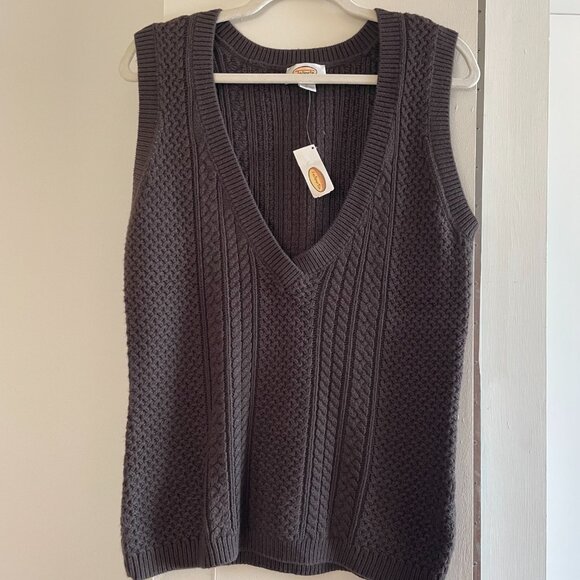 Talbots Cableknit Sweater Vest Chocolate Brown size L NWT - Picture 3 of 5
